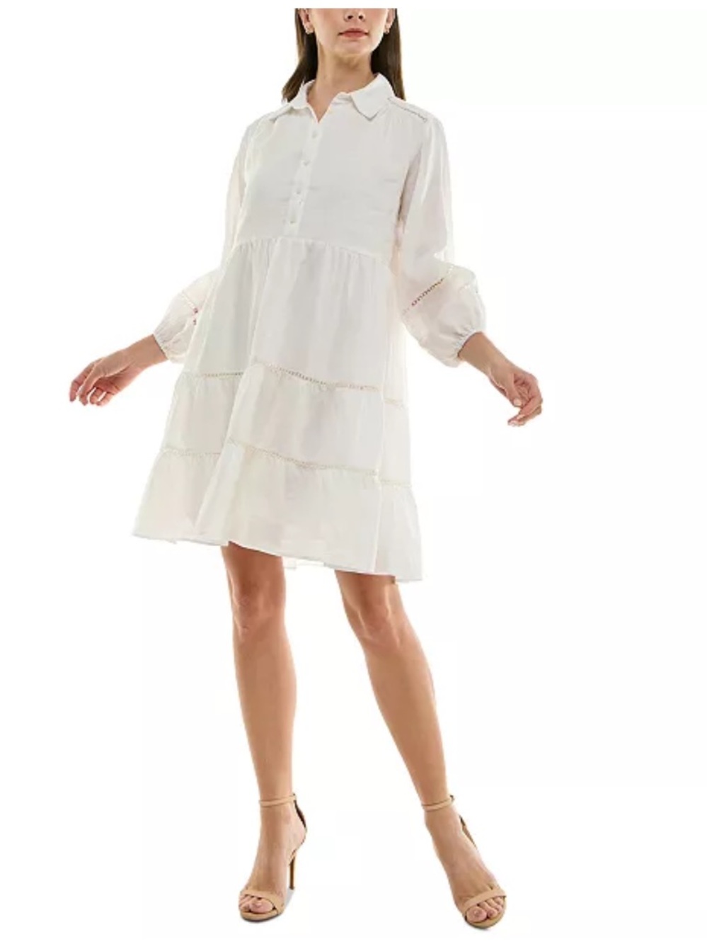 Taylor NWT Ladder Trim A-line Collared Dress
